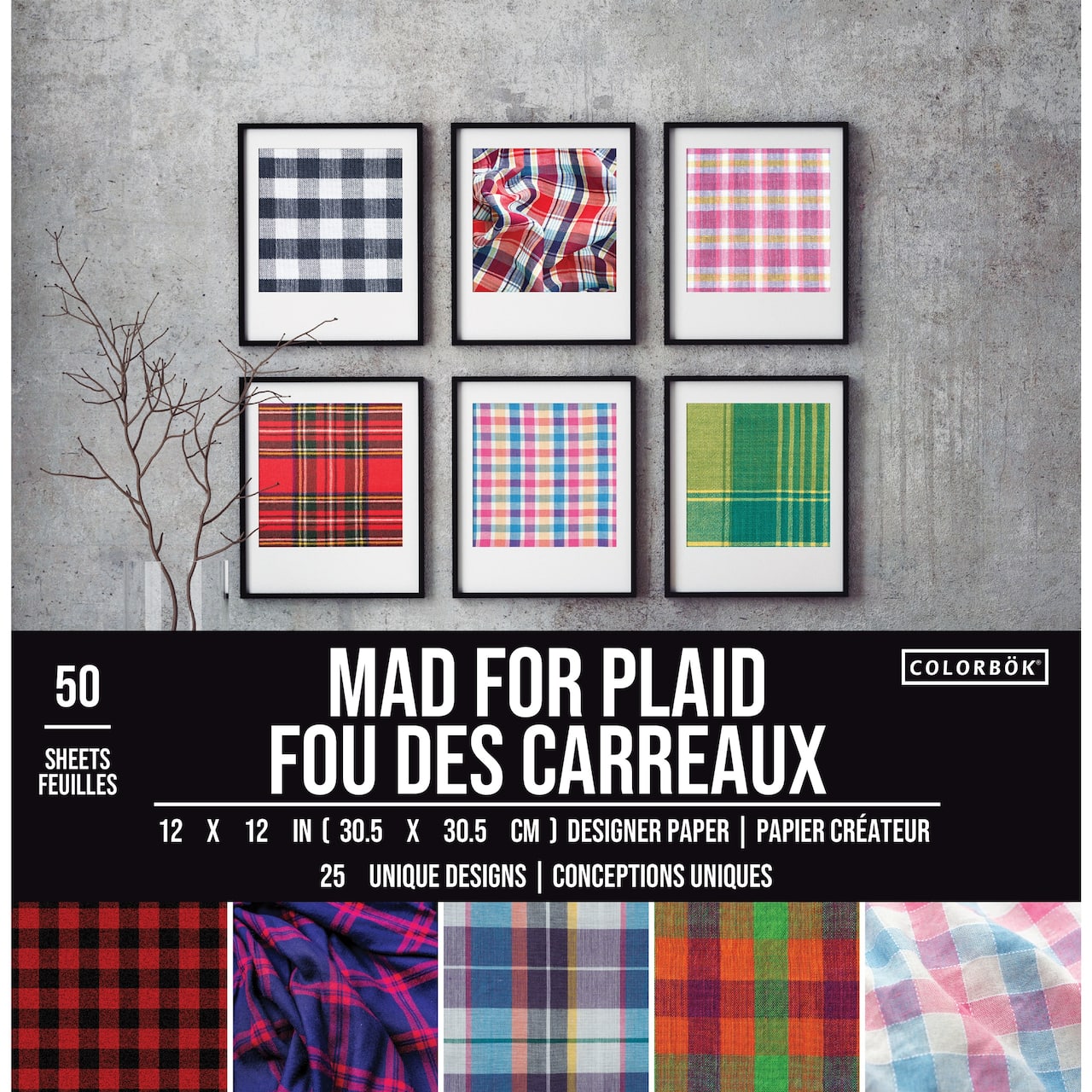 Colorbok® Mad For Plaid Designer Paper Pad, 12" x 12"